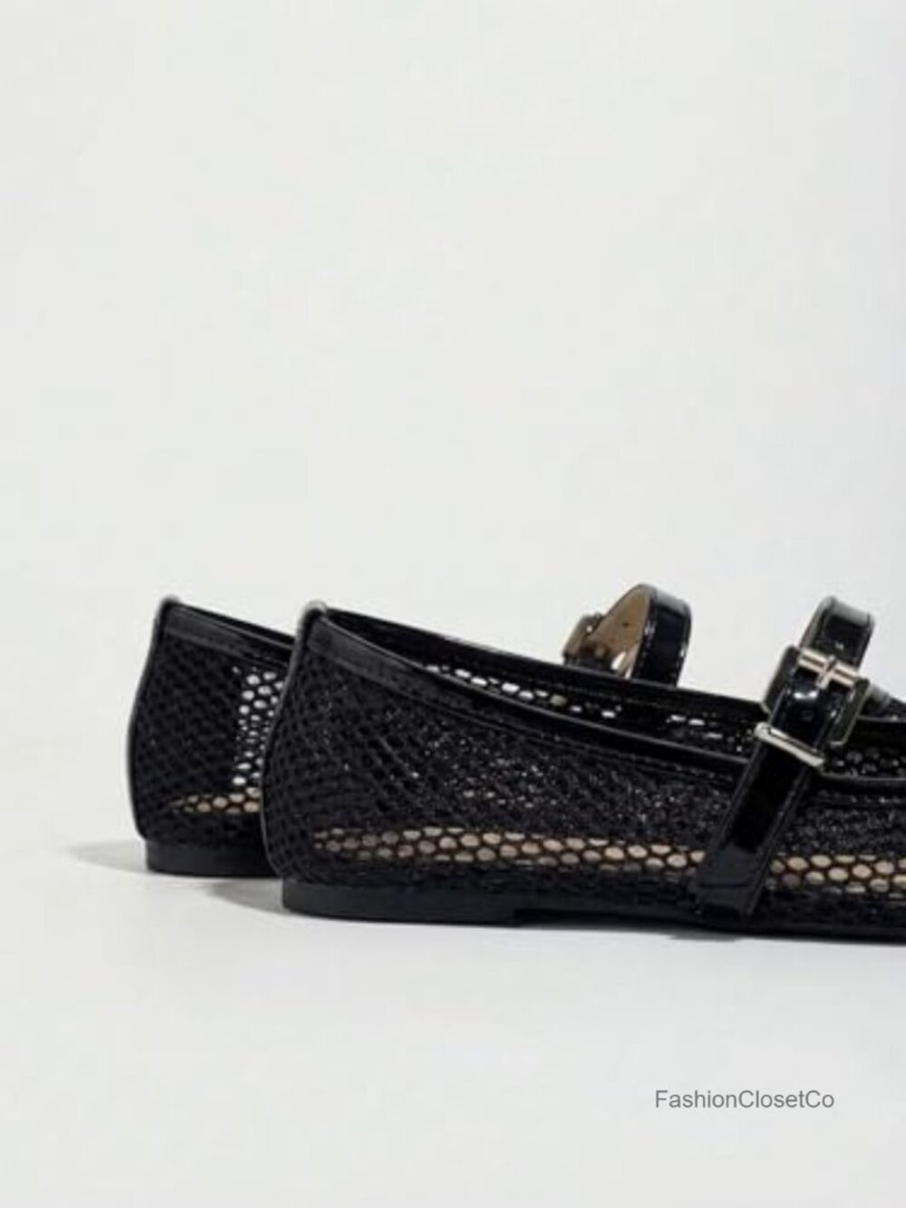 Mesh Ballet Flats Square Closed Toe Maryjane Flat Shoes - Picture 4 of 6